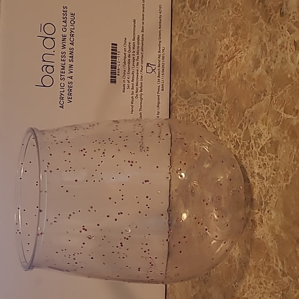 BanDo Stemless Acrylic Wine Glass Set of 4 Glitter Infusion.